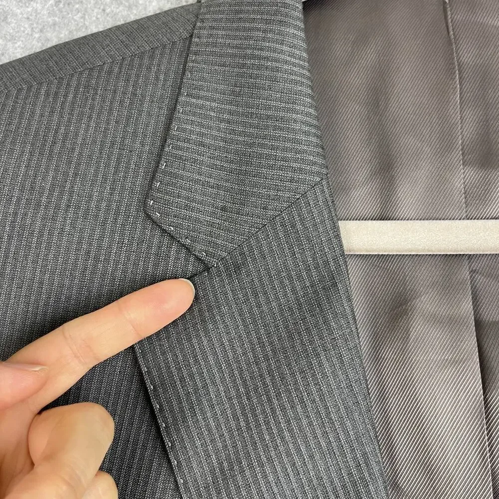 Cremieux Loro Piana Wool Blazer Sport Coat Mens 50L Gray Pin Stripe Super‎ 130s